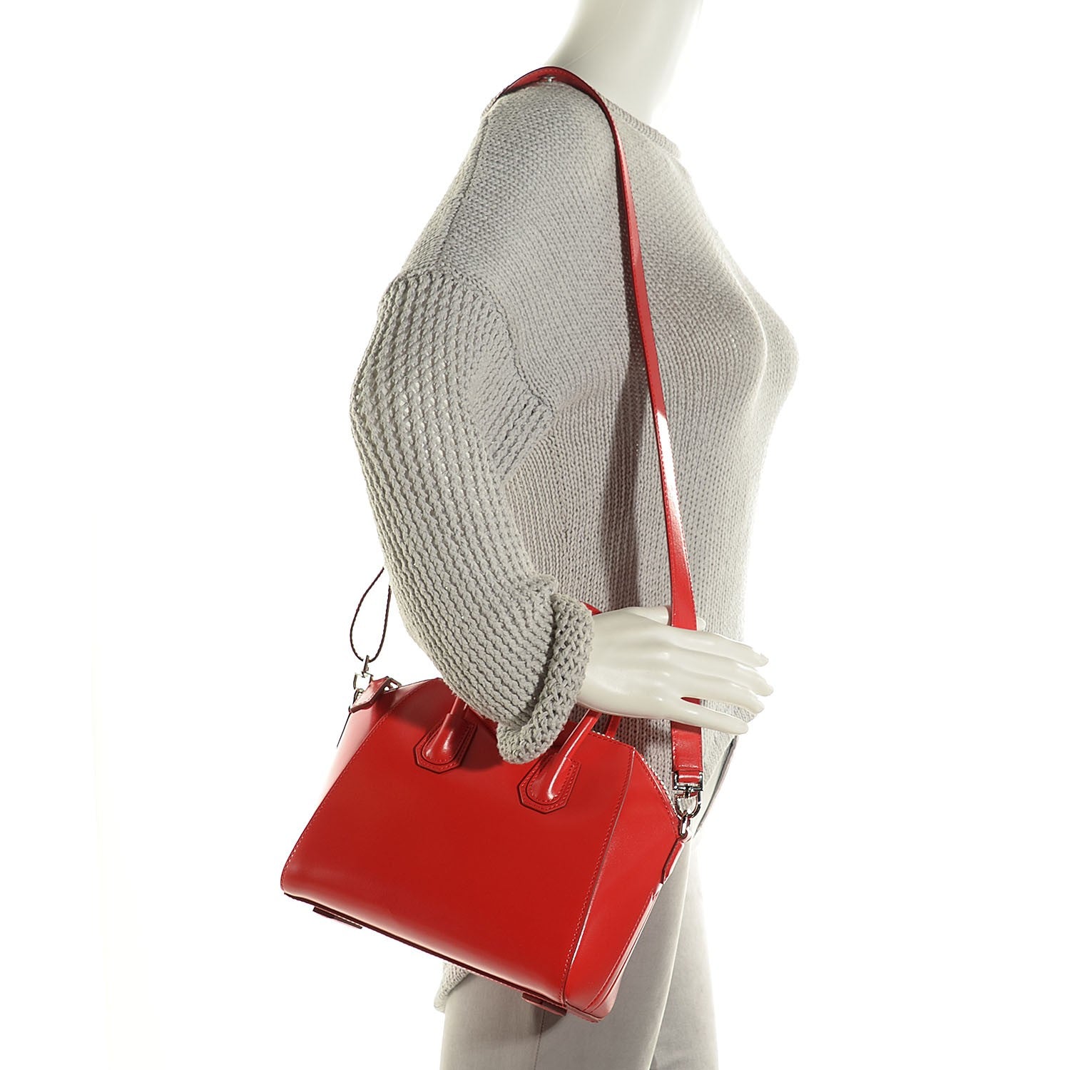 Givenchy Shiny Lord Calfskin Mini Antigona Red 2 of 10