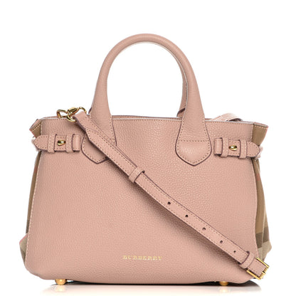 Burberry Grainy Calfskin House Check Small Banner Tote Nude Blush 1 of 8