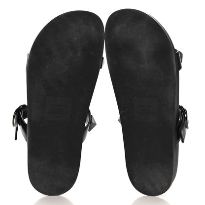 Valentino Garavani Calfskin Roman Stud Slide Sandals 37 Black 6 of 9