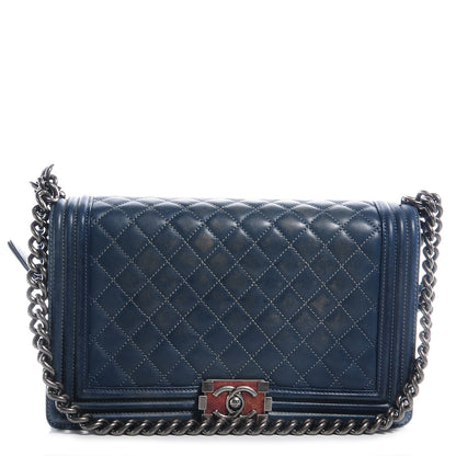 Chanel Faded Calfskin Quilted Medium Boy Flap Blue 1 of 8