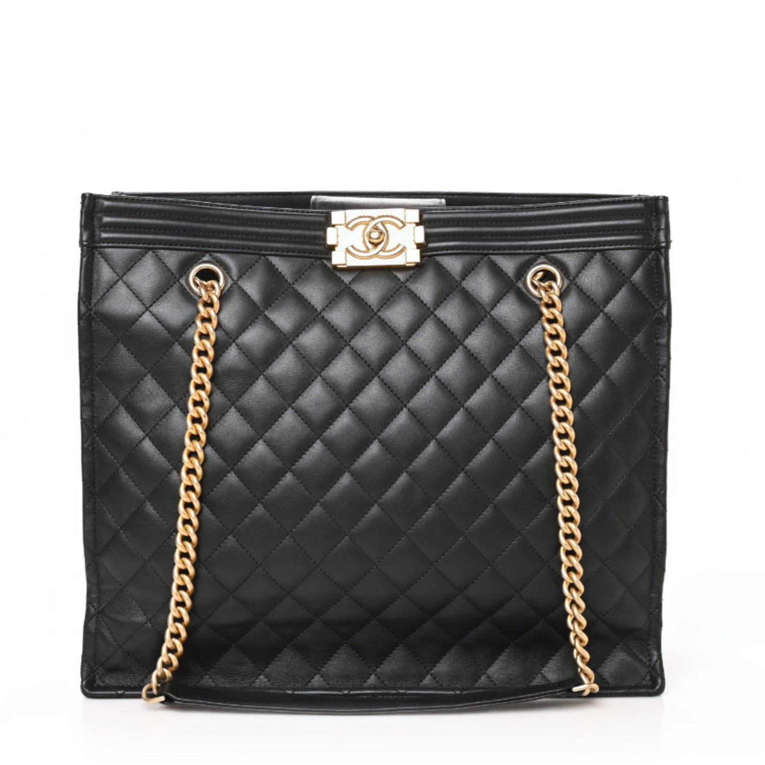 Chanel Calfskin Quilted Large Boy Tote Black 1 of 8