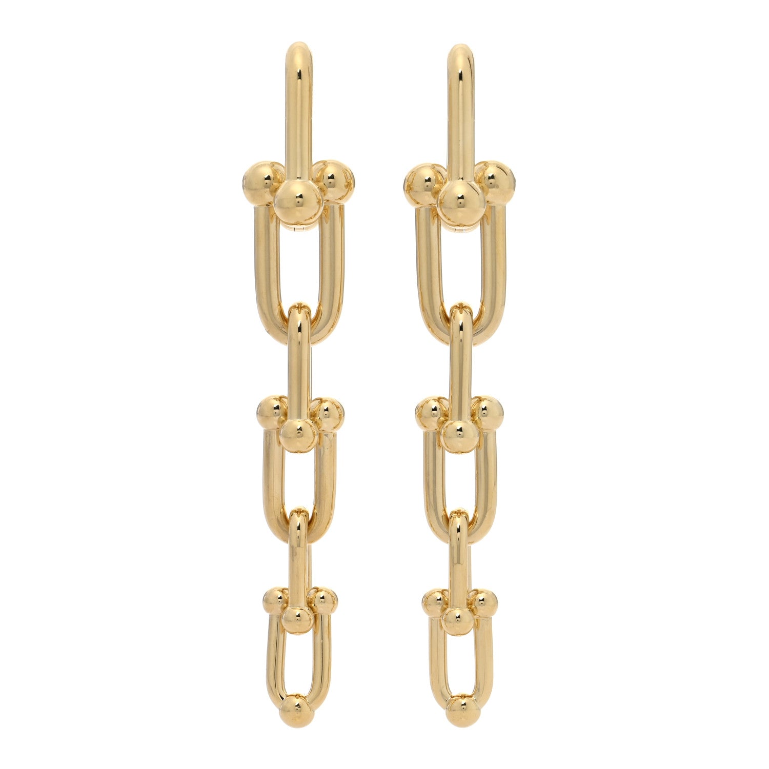 Tiffany 18K Yellow Gold HardWear Graduated Link Earrings 1 of 4
