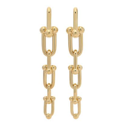 Tiffany 18K Yellow Gold HardWear Graduated Link Earrings 1 of 4