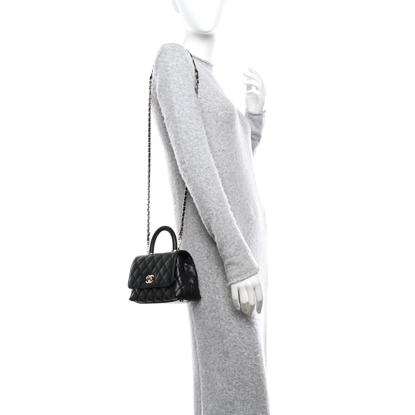 Caviar Quilted Extra Mini Coco Handle Flap Black