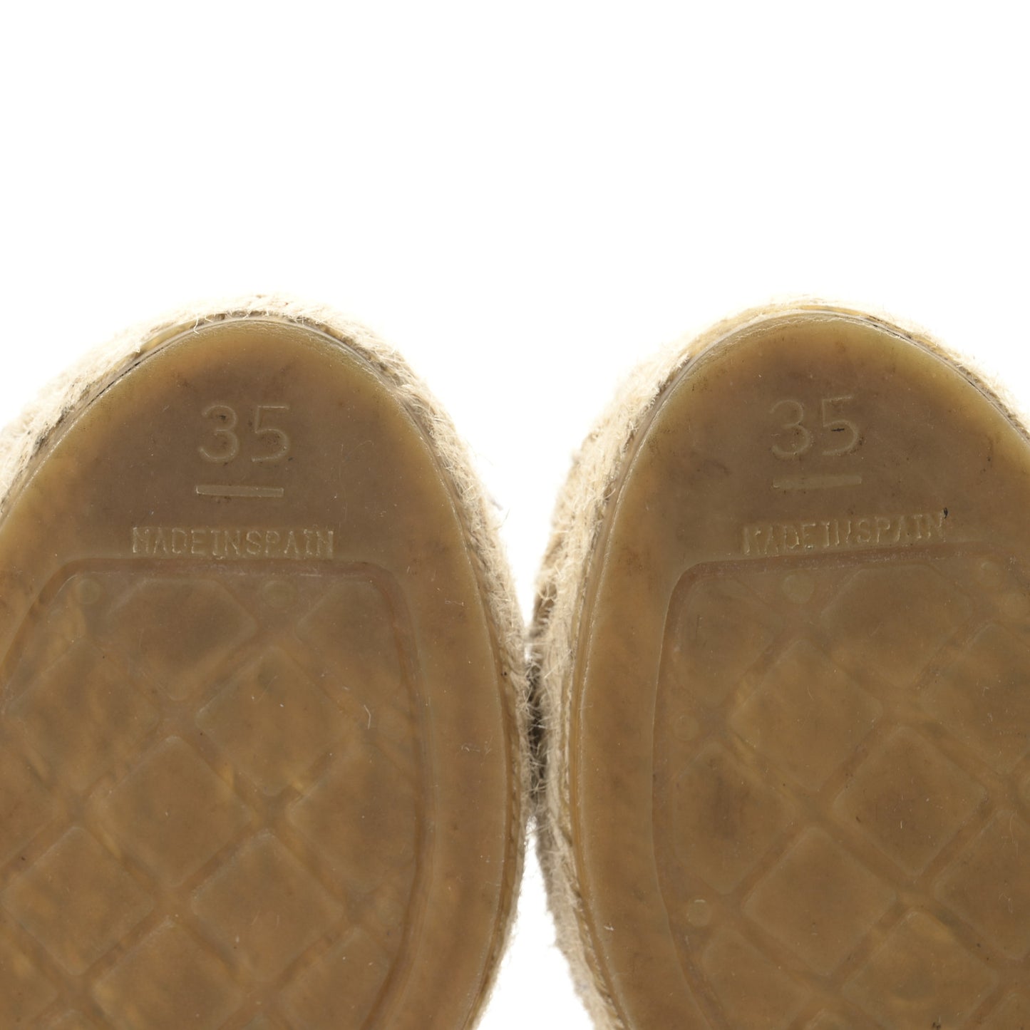 Lambskin Grosgrain Quilted CC Chain Espadrilles 35 Beige Black