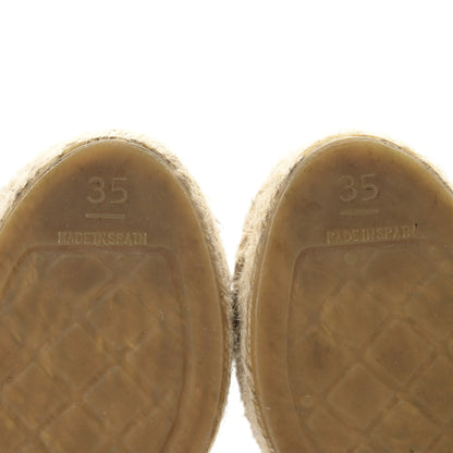Chanel Lambskin Grosgrain Quilted CC Chain Espadrilles 35 Beige Black 7 of 11