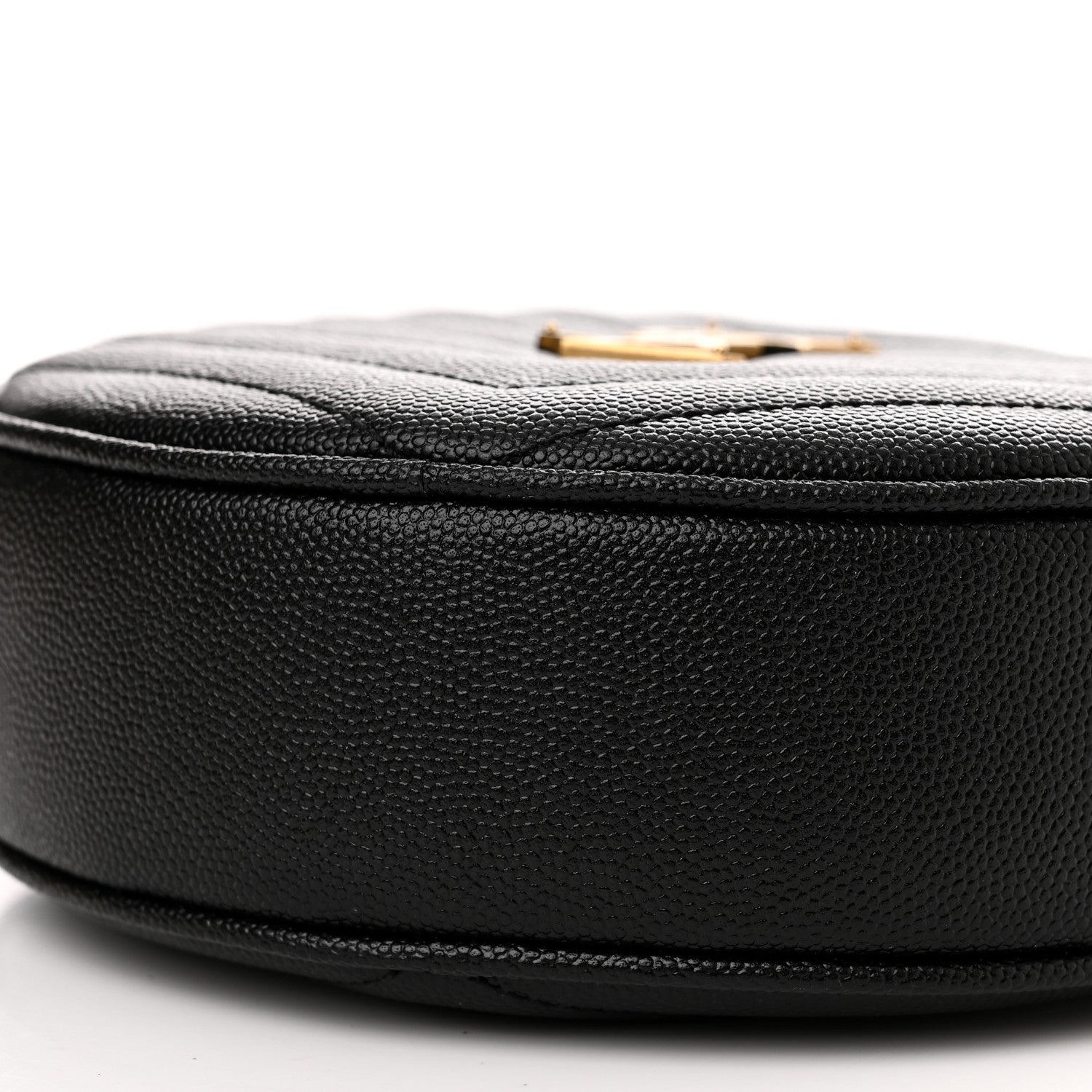 Saint Laurent Grain De Poudre Matelasse Chevron Quilted Round Vinyle Camera Bag Black 9 of 9