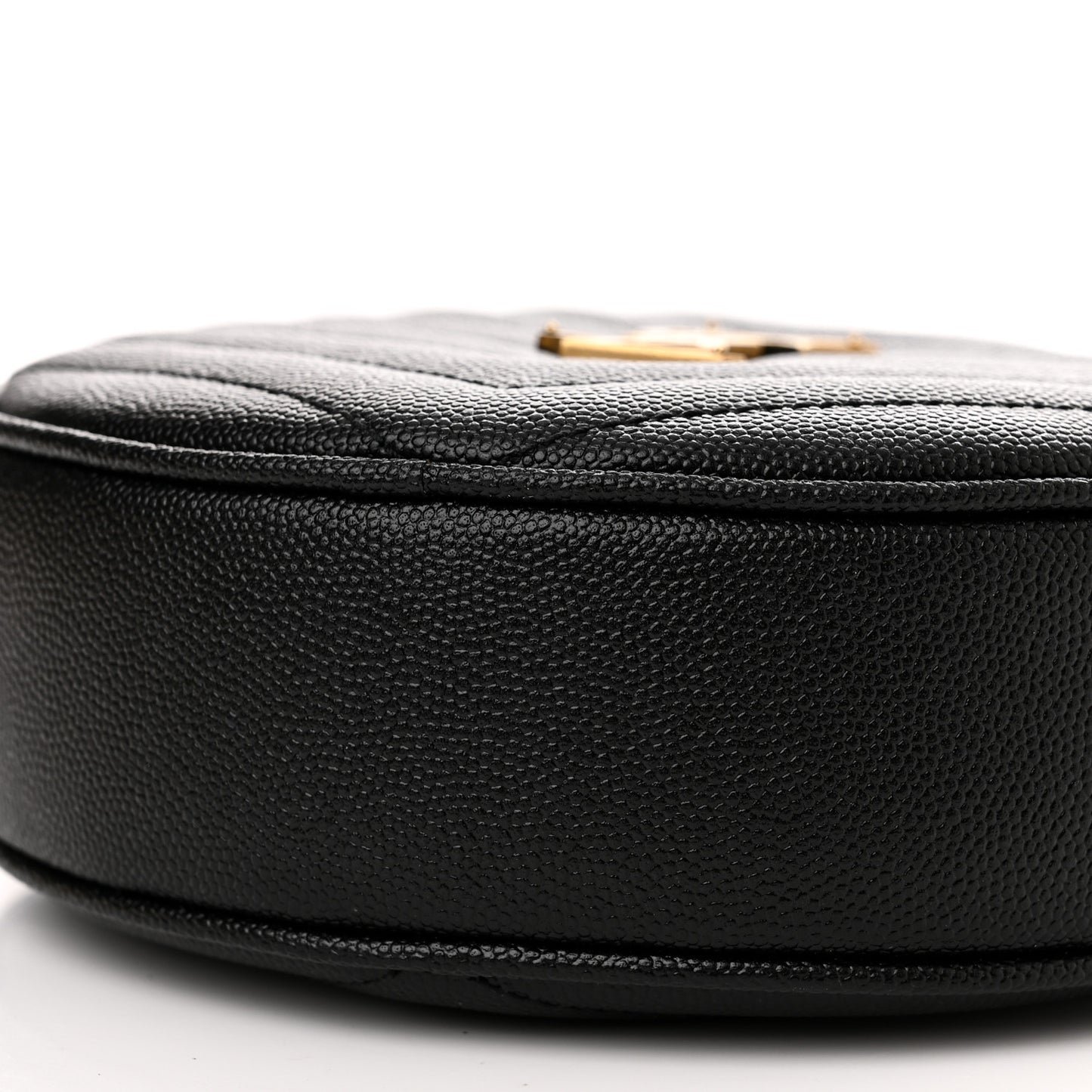 Grain De Poudre Matelasse Chevron Quilted Round Vinyle Camera Bag Black