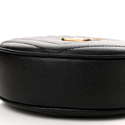 Saint Laurent Grain De Poudre Matelasse Chevron Quilted Round Vinyle Camera Bag Black 9 of 9