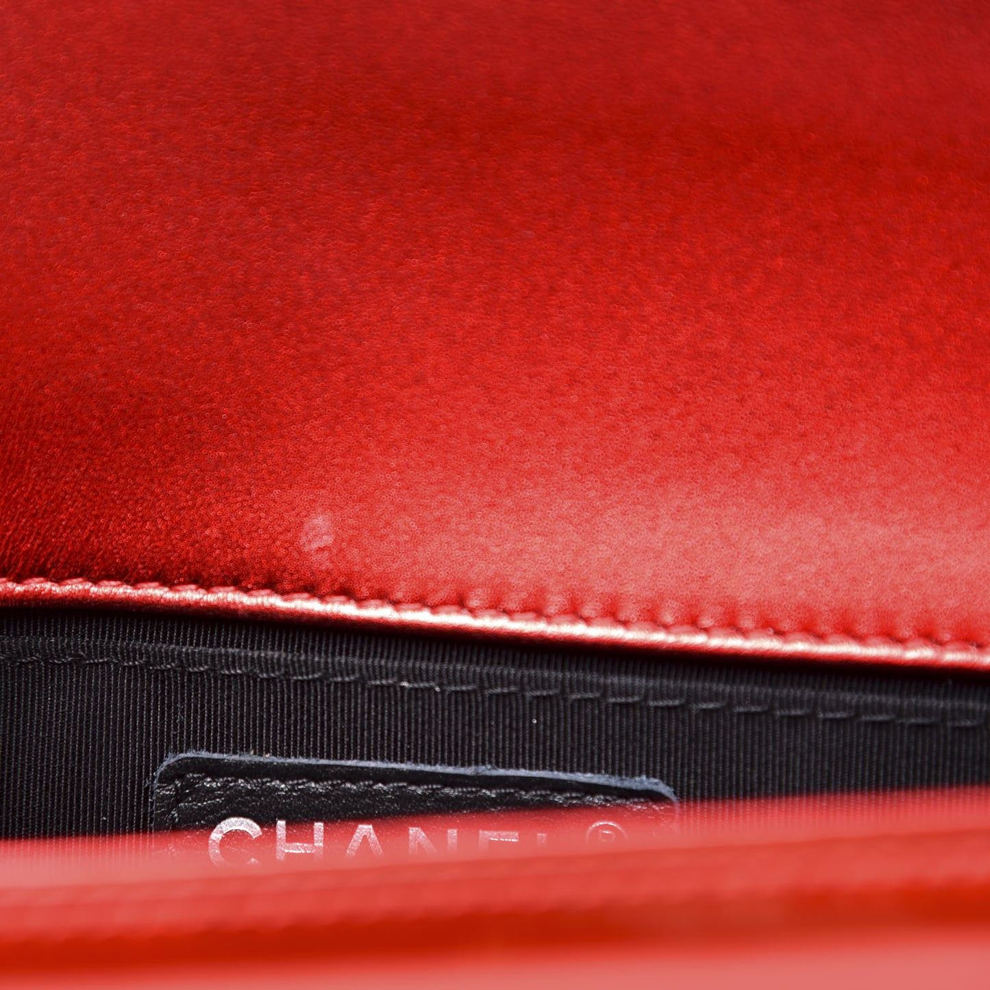 Metallic Patent Calfskin Quilted Small Boy Flap Red