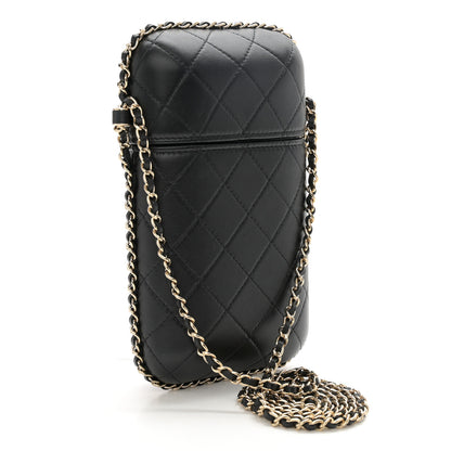 Chanel Lambskin Quilted Chain Around Phone Holder Black 3 of 11