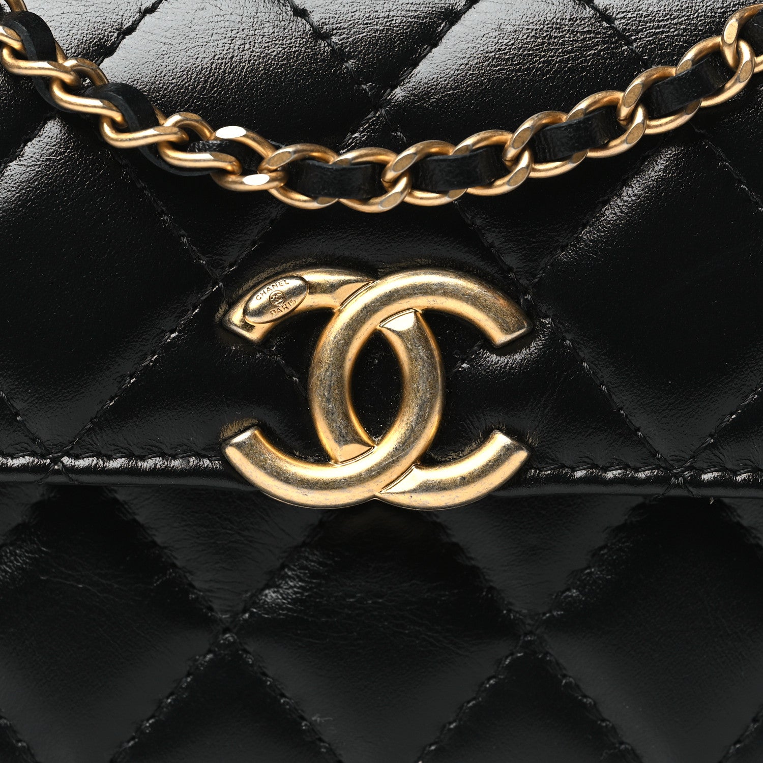 Chanel Calfskin Quilted Perfect Fit Coin Purse With Chain Black 9 of 12