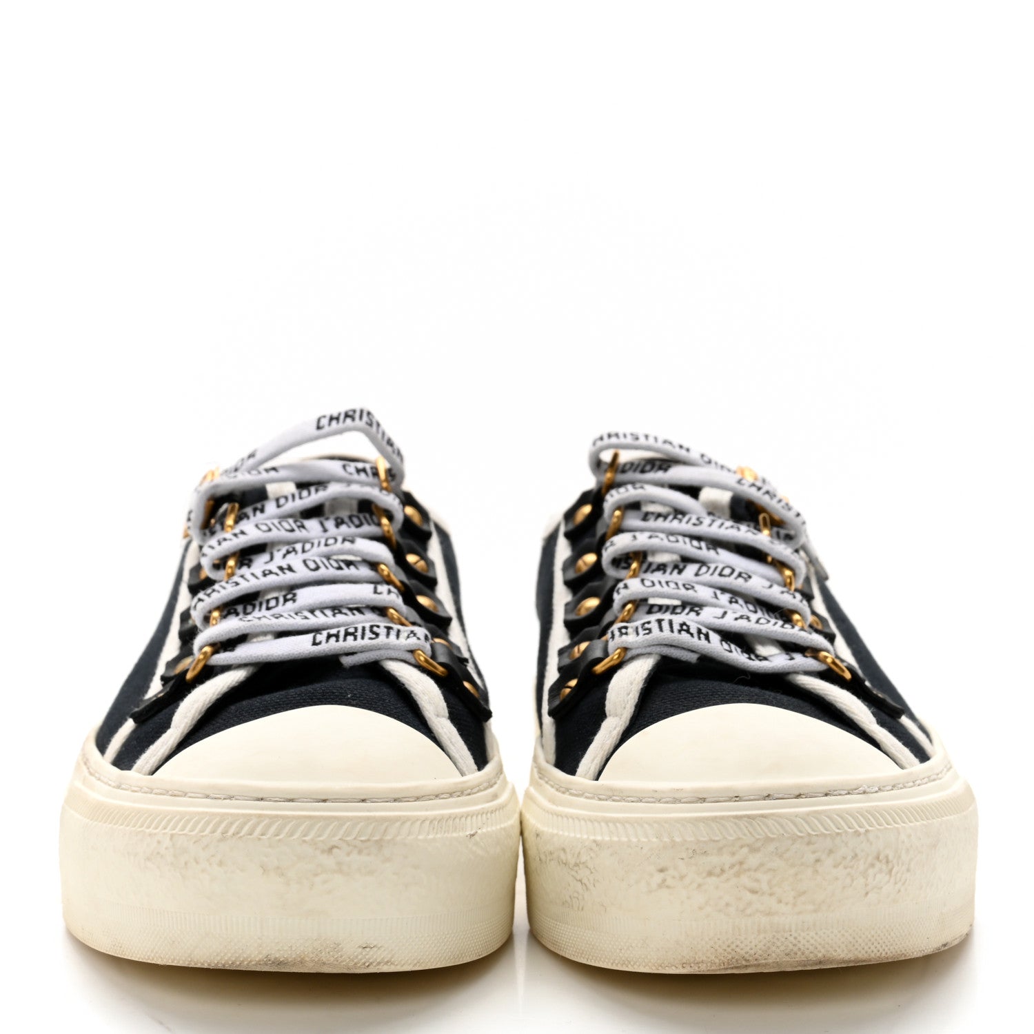 Christian Dior Canvas Dot Walk'N'Dior Low Top Sneakers 35.5 Black 2 of 13