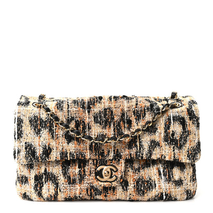 Chanel Tweed Mixed Fibers Leopard Print Small Souplissimo Maxi Flap Brown Black White 1 of 11