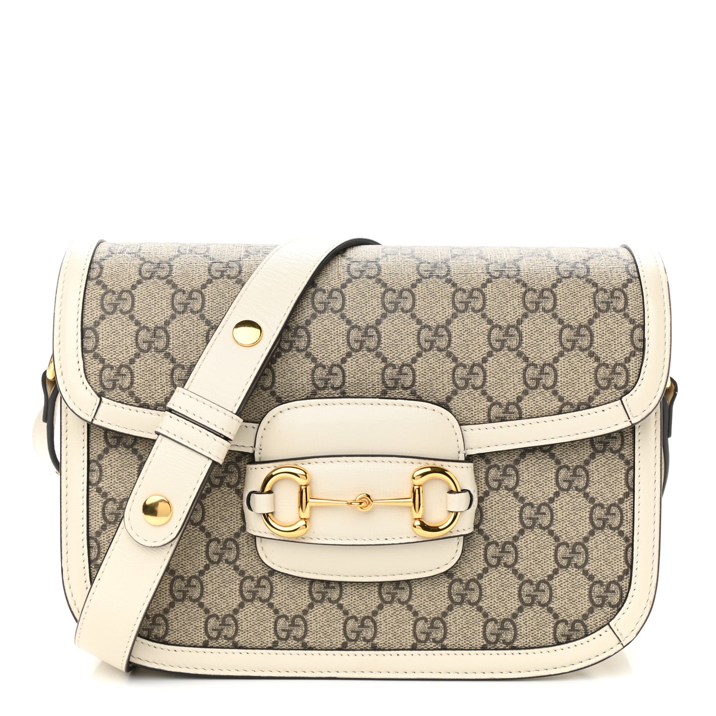 GG Supreme Monogram Horsebit 1955 Shoulder Bag Beige Mystic White