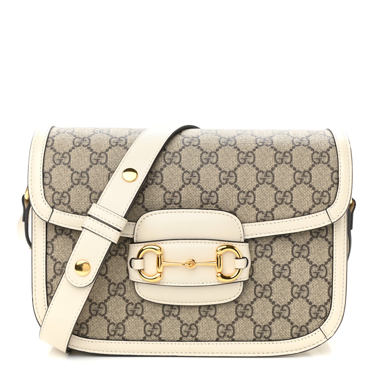 Gucci GG Supreme Monogram Horsebit 1955 Shoulder Bag Beige Mystic White 1 of 10