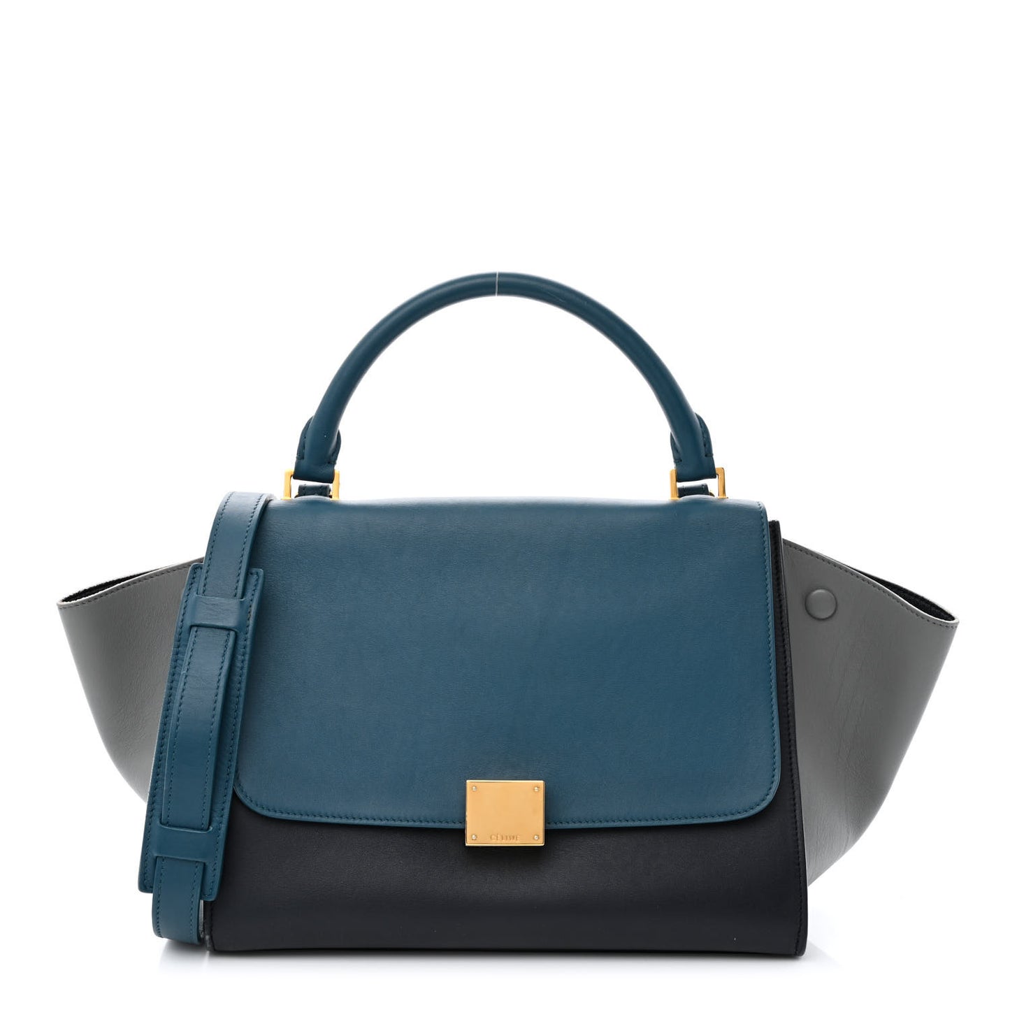 Elephant Calfskin Small Tri-Color Trapeze Indigo