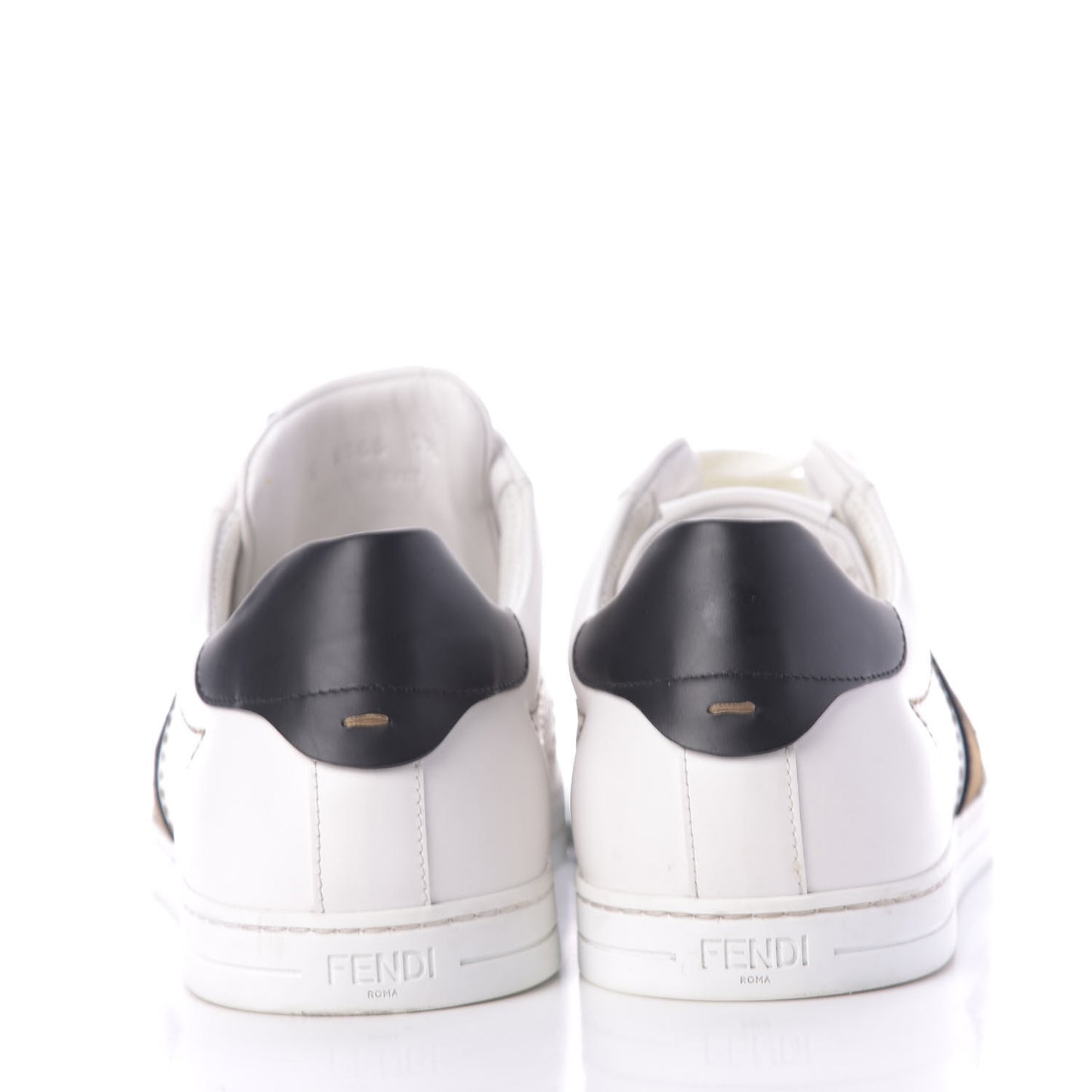 Calfskin Fabric Jacquard FF Mens Low Top Sneakers 7.5 White Black