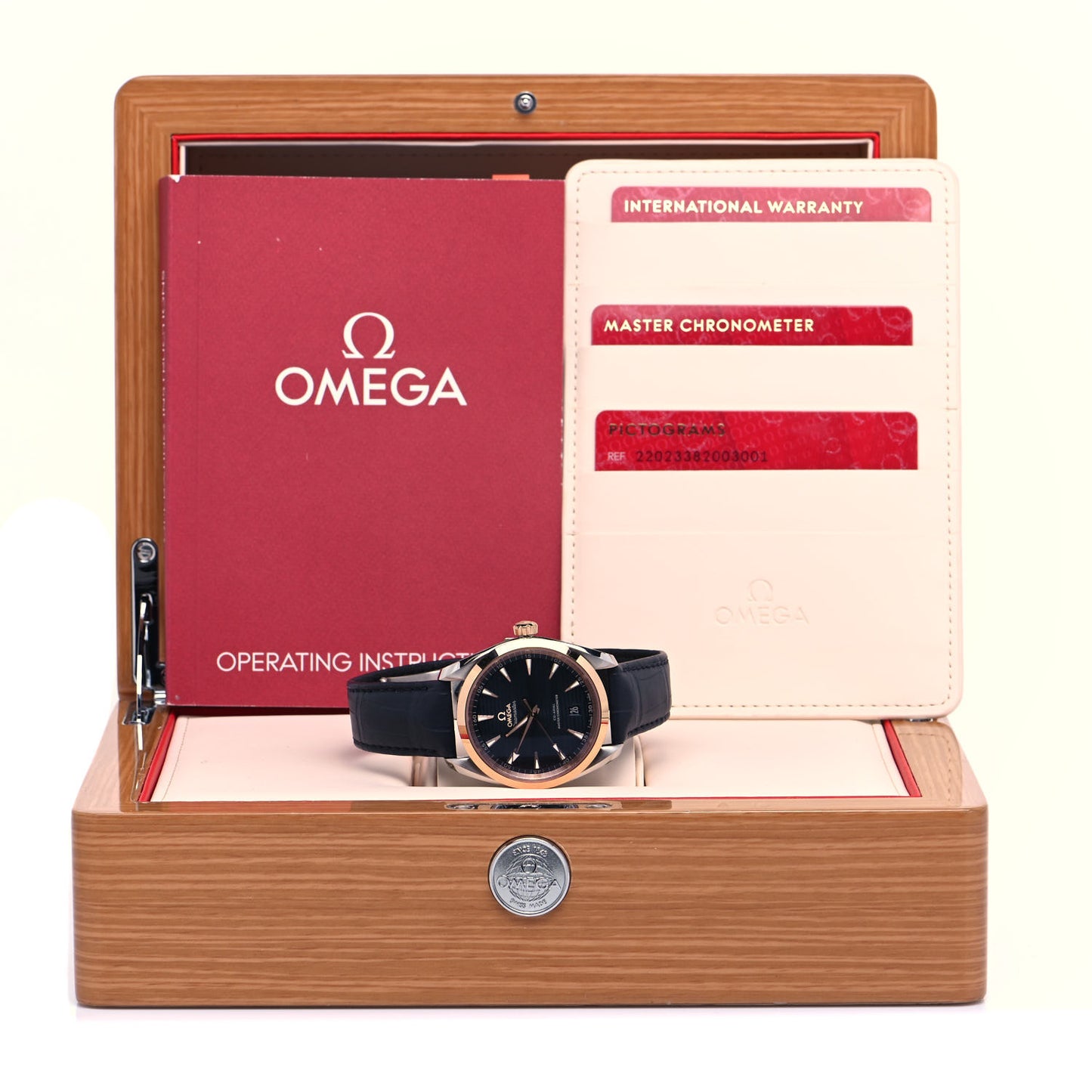 Stainless Steel 18K Sedna Gold Alligator 38mm Seamaster Aqua Terra Co-Axial Automatic Watch Blue 220.23.38.20.03.001