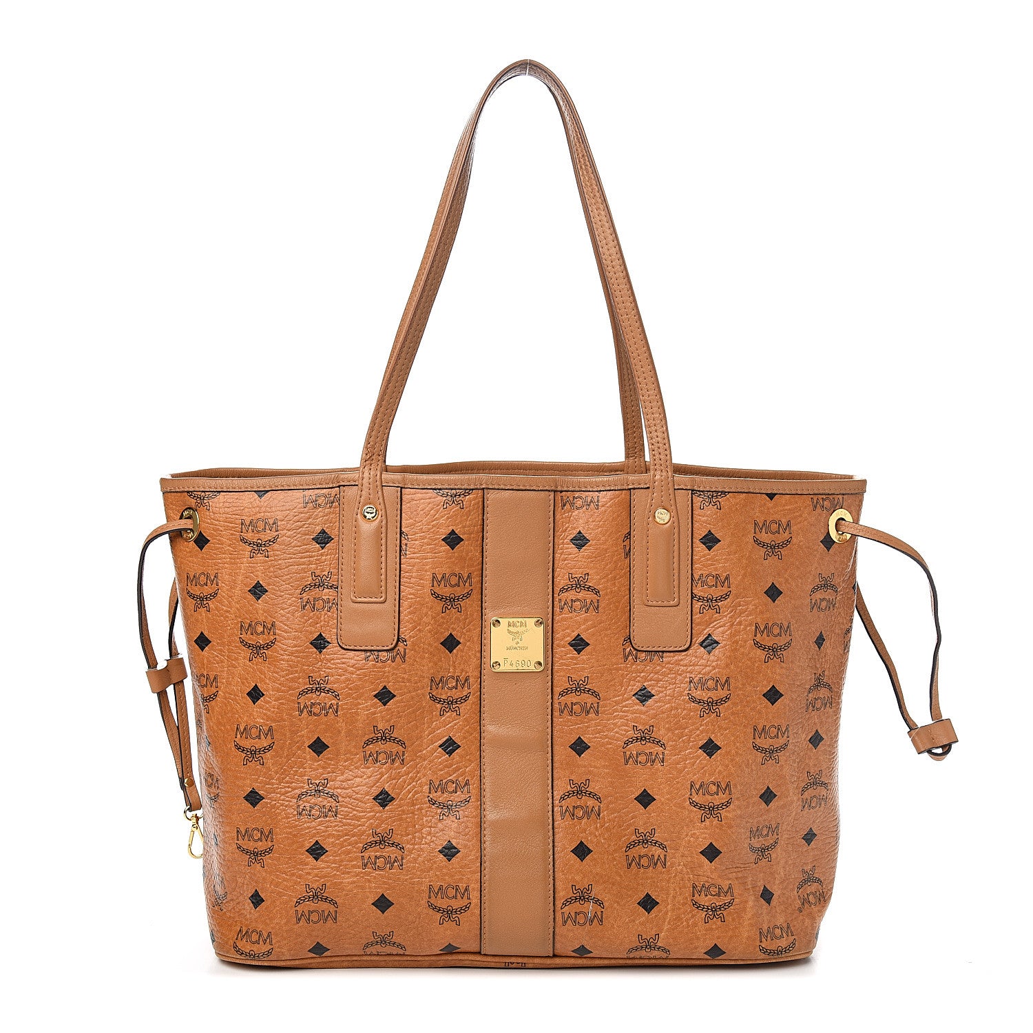 MCM Visetos Medium Liz Reversible Shopper Tote Cognac 1 of 15
