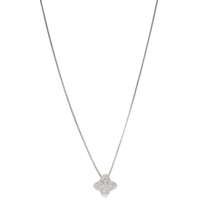 David Yurman 18K White Gold Diamond Quatrefoil Pendant Necklace 1 of 5