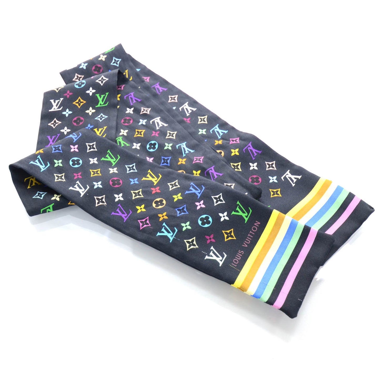 Silk Monogram Multicolor Bandeau Black