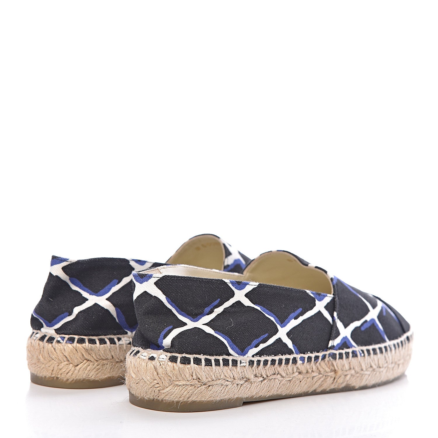 Chanel Printed Canvas Grosgrain Espadrilles 39 Blue Black 4 of 10