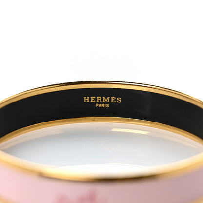 Hermes Enamel Printed Caleche Medium Bracelet 65 Rose Dragee 5 of 5