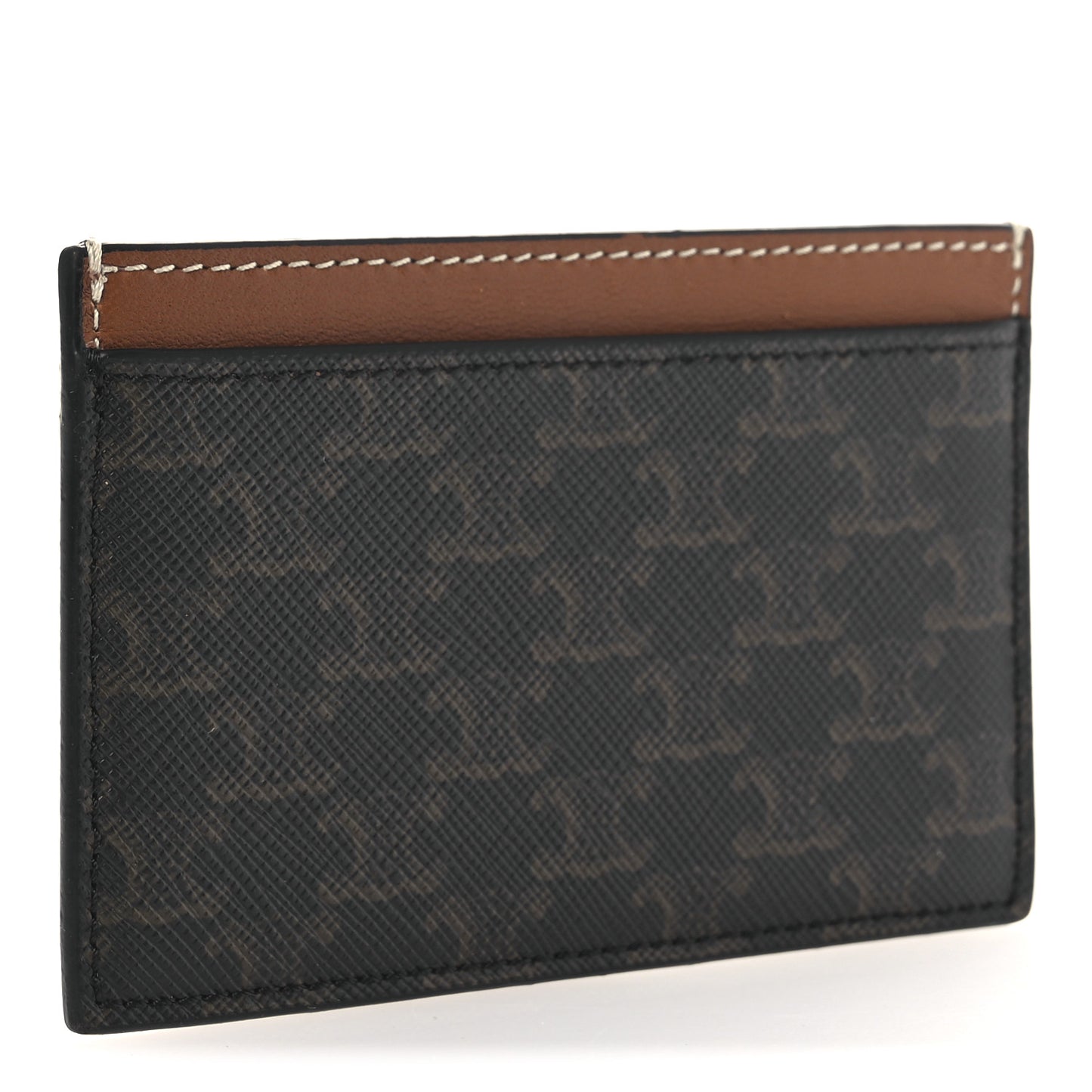 Triomphe Canvas Card Holder Tan