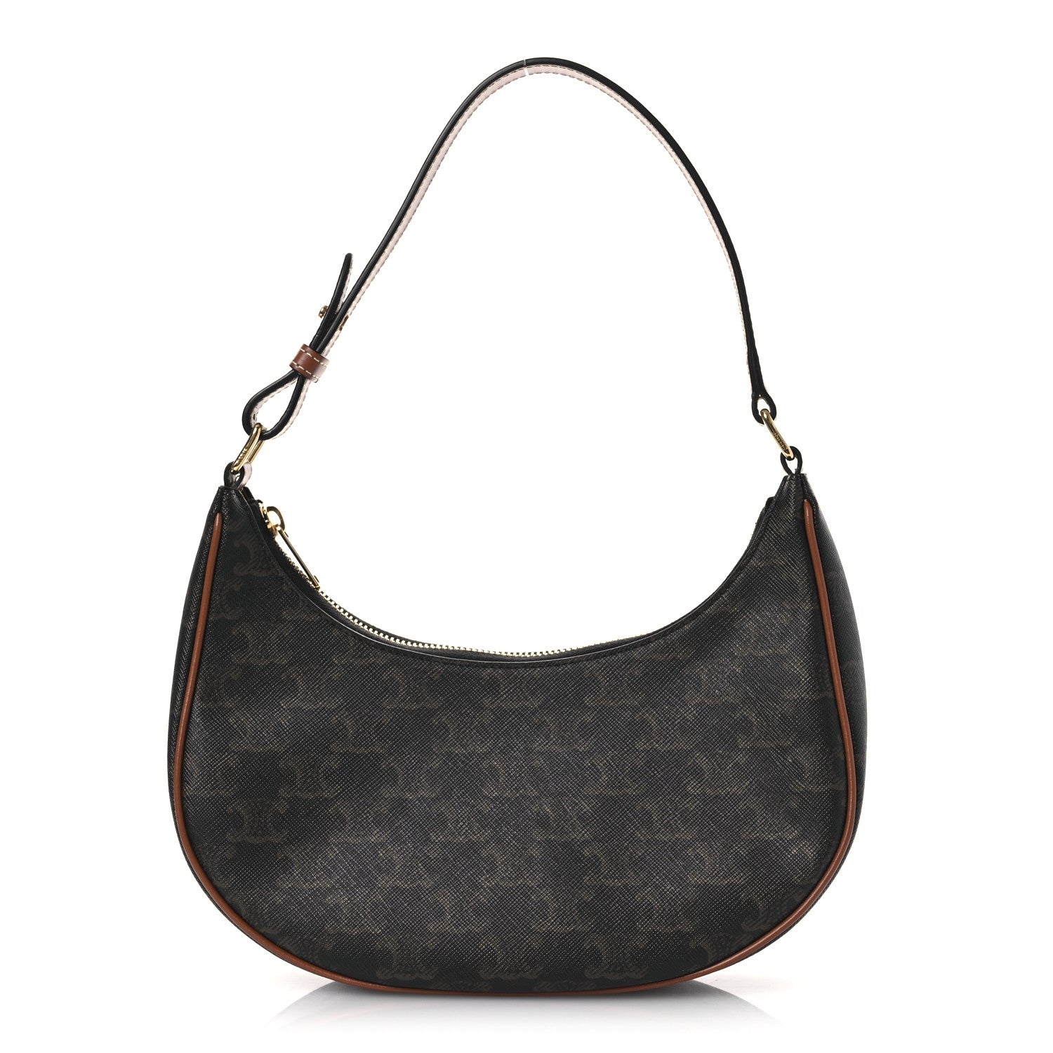 Celine Triomphe Canvas Calfskin Ava Shoulder Bag Tan 1 of 11