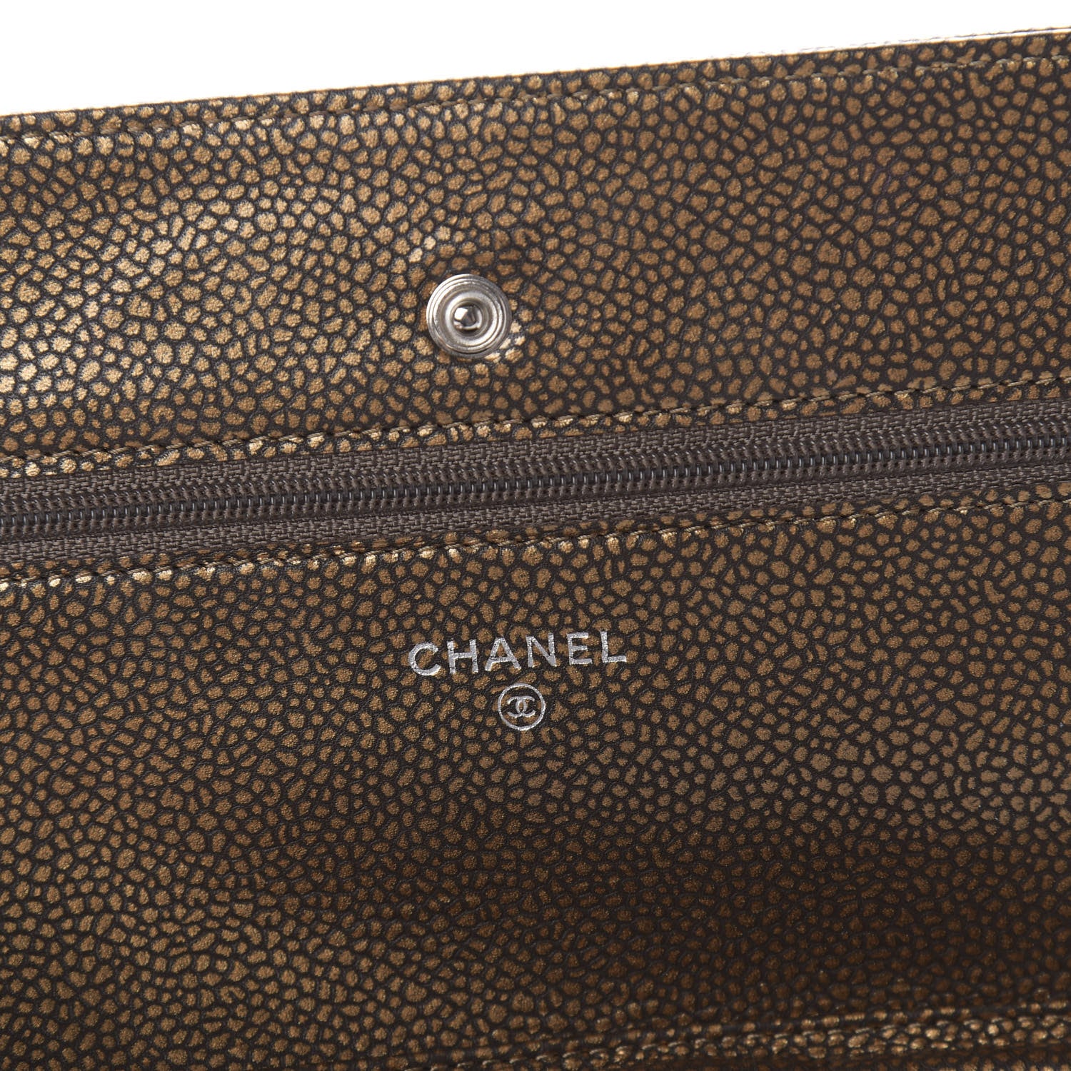 Chanel Metallic Caviar Timeless CC Wallet On Chain WOC Bronze 8 of 11