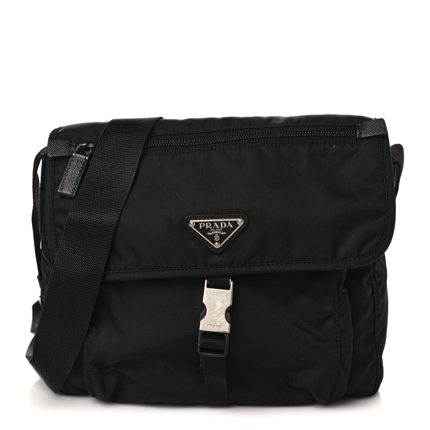 Tessuto Nylon Saffiano Small Vela Messenger Black