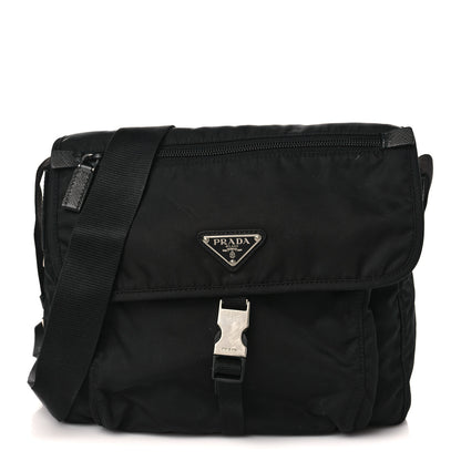 Prada Tessuto Nylon Saffiano Small Vela Messenger Black 1 of 9