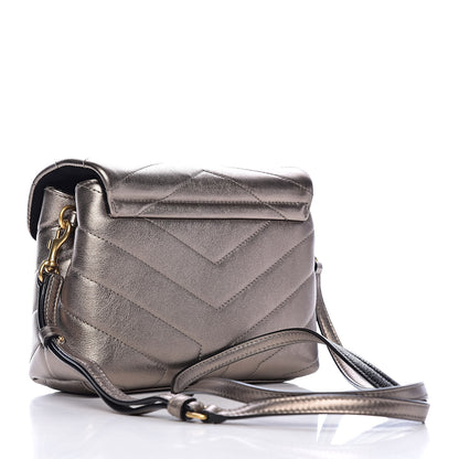 Saint Laurent Metallic Calfskin Y Quilted Monogram Toy Loulou Crossbody Bag Piombo 3 of 11