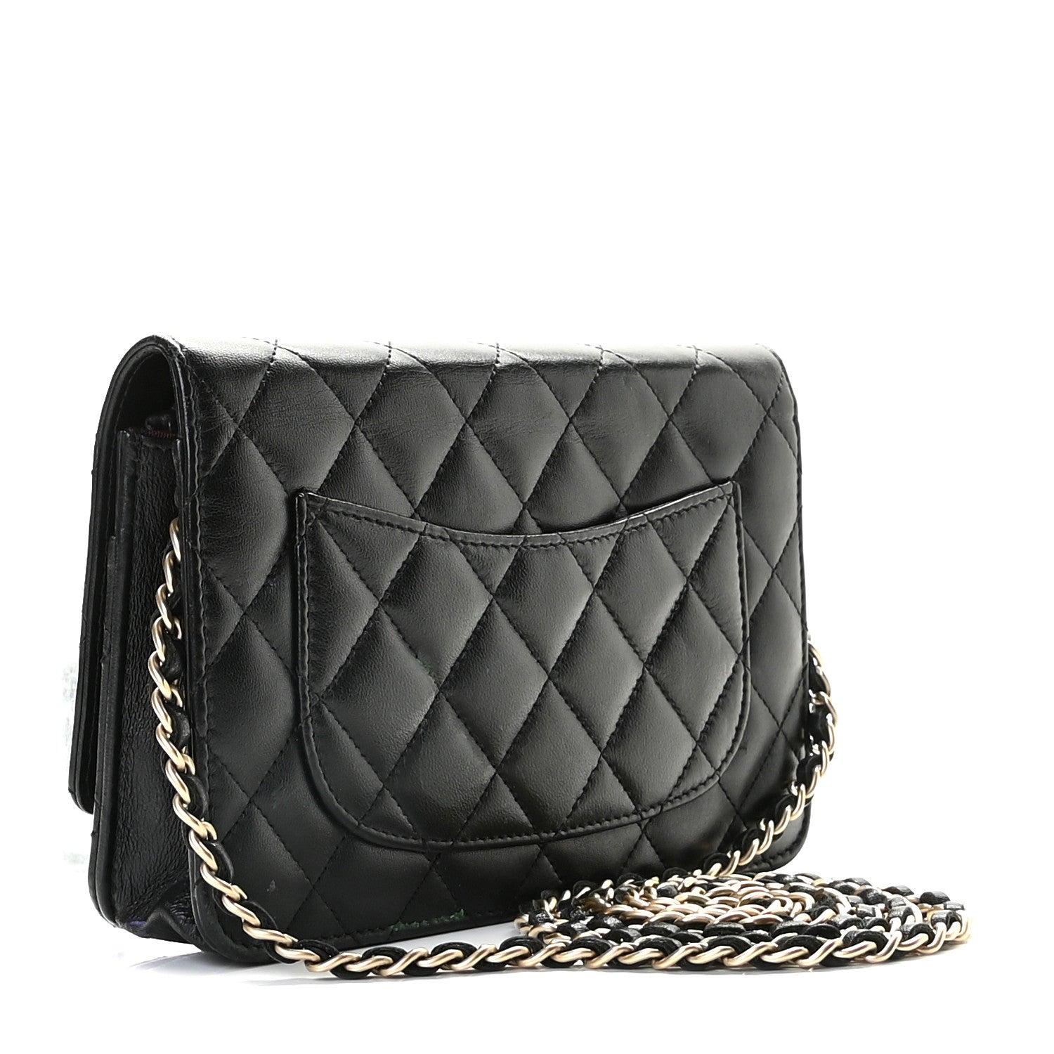 Chanel Lambskin Quilted Wallet On Chain WOC Black 3 of 10
