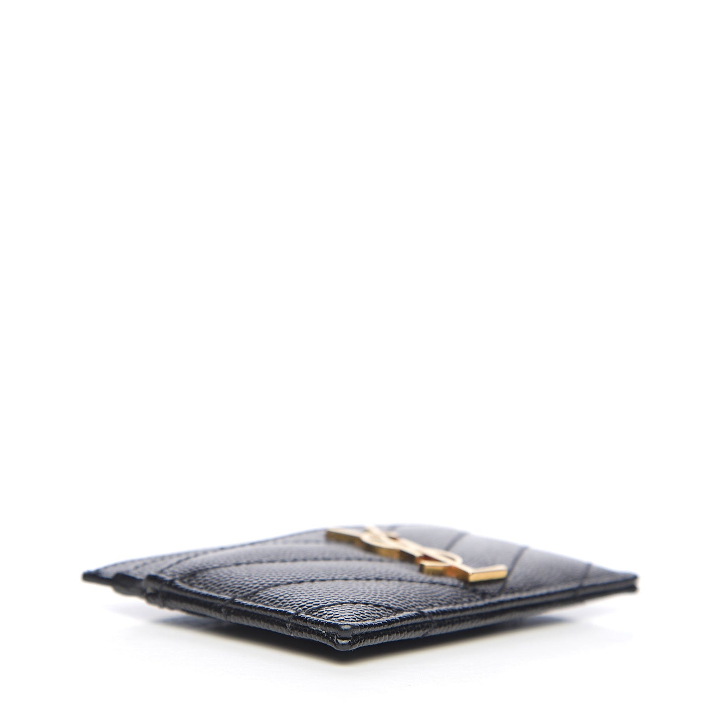 Grain De Poudre Matelasse Chevron Monogram Credit Card Case Black