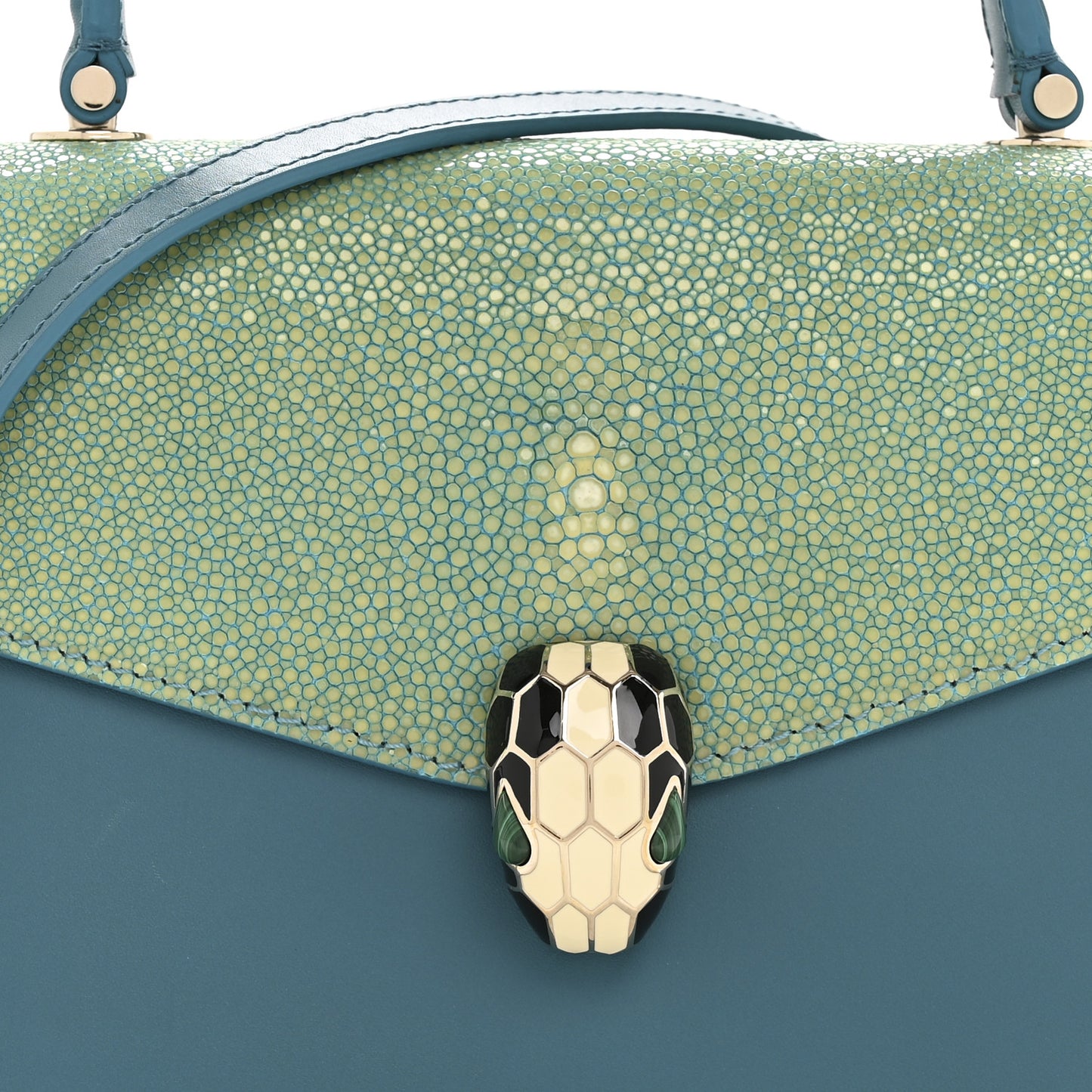 Calfskin Galuchat Serpenti Forever Crossbody Turquoise