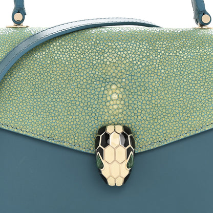 Bulgari Calfskin Galuchat Serpenti Forever Crossbody Turquoise 8 of 15