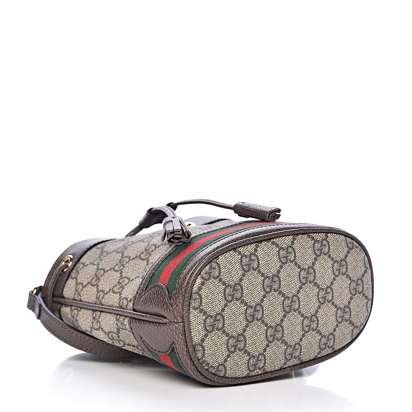 GG Supreme Monogram Web Mini Ophidia Bucket Bag Brown