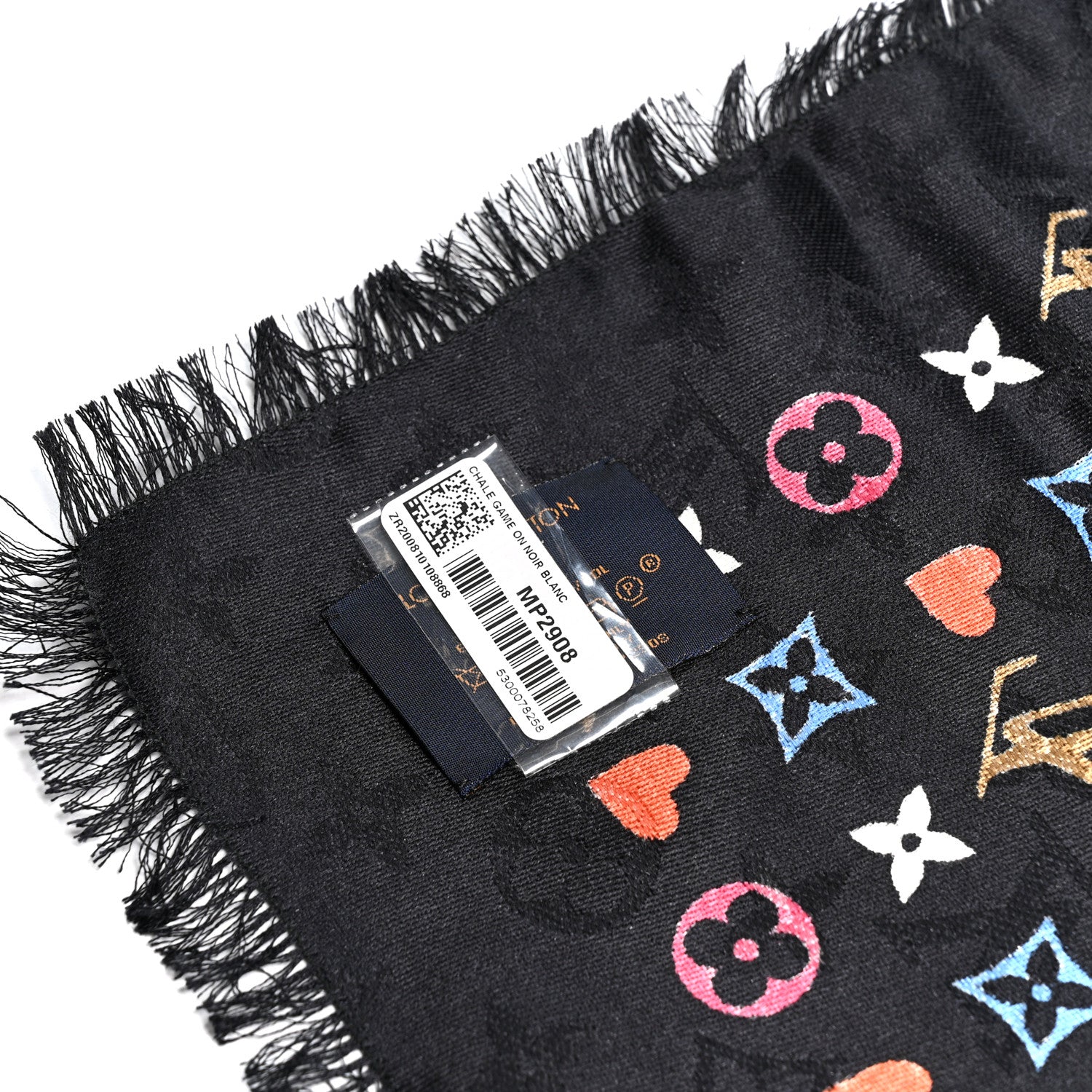 Louis Vuitton Silk Wool Game On Scarf Black White 3 of 4