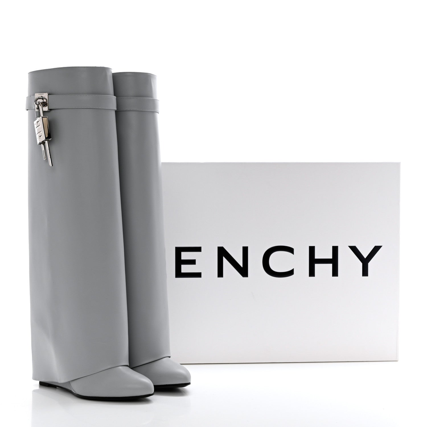 Givenchy Box Calfskin Shark Lock Pant Boots 38 Grey 11 of 11