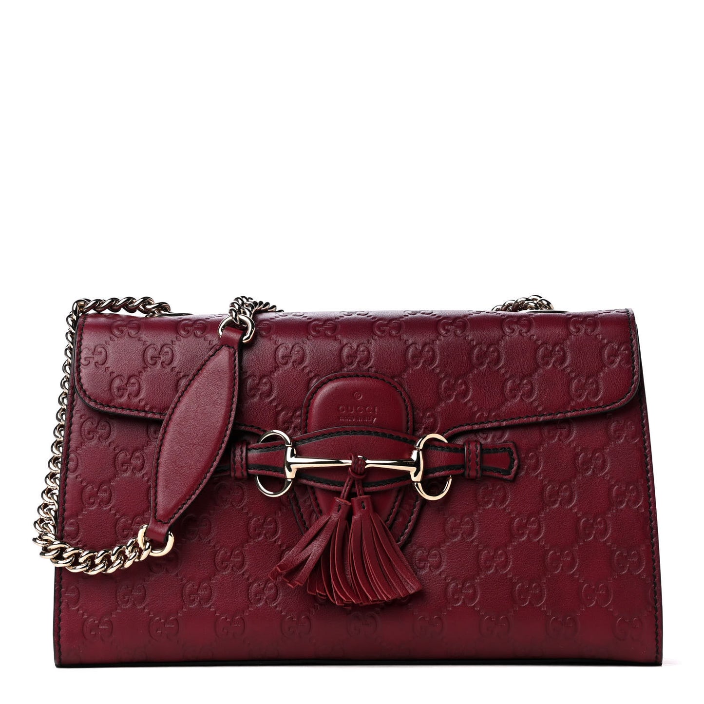 Soft Guccissima Medium Emily Chain Shoulder Bag Classic Ruby