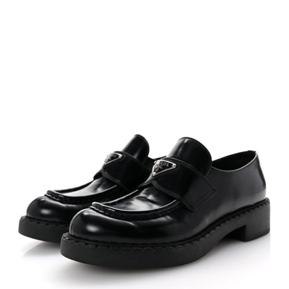 Prada Spazzolato Metal Triangle Logo 50mm Loafers 39 Black 4 of 10