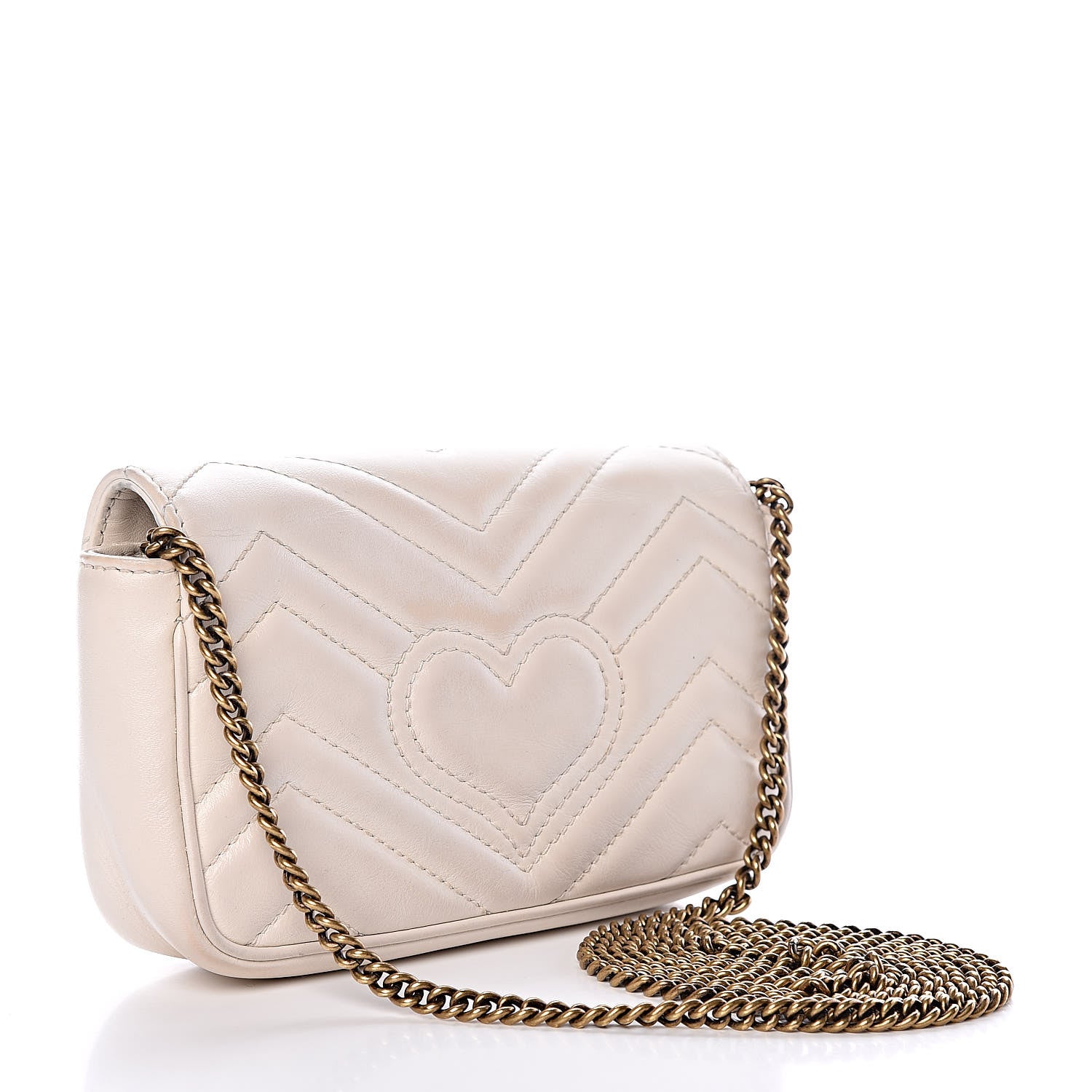 Gucci Calfskin Matelasse Super Mini GG Marmont Shoulder Bag White 3 of 18