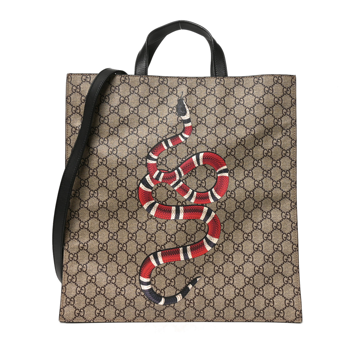 Gucci Soft GG Supreme Monogram Kingsnake Vertical Tote Black 1 of 10