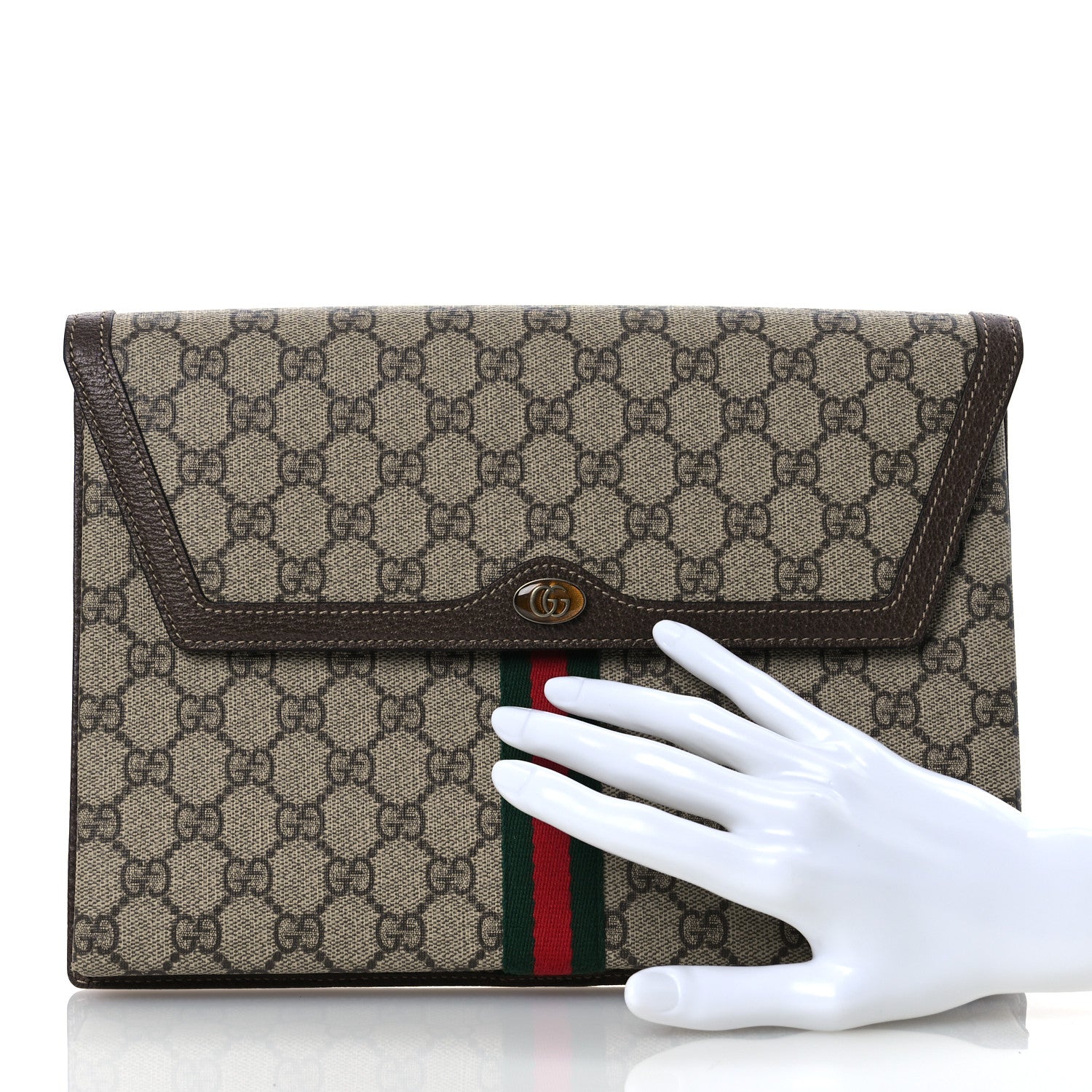 Gucci GG Supreme Monogram Web Ophidia Clutch Beige New Acero 2 of 11