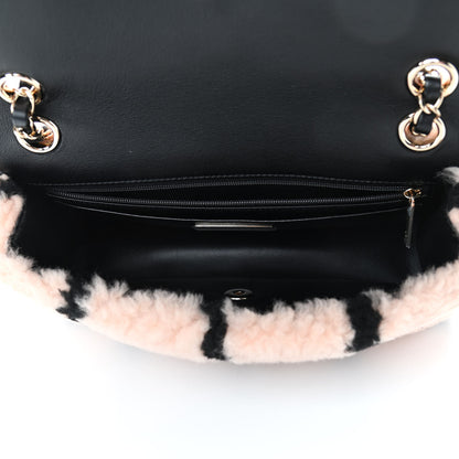 Chanel Shearling Lambskin Large Fluffy Tartan Single Flap Pink Black 4 of 6