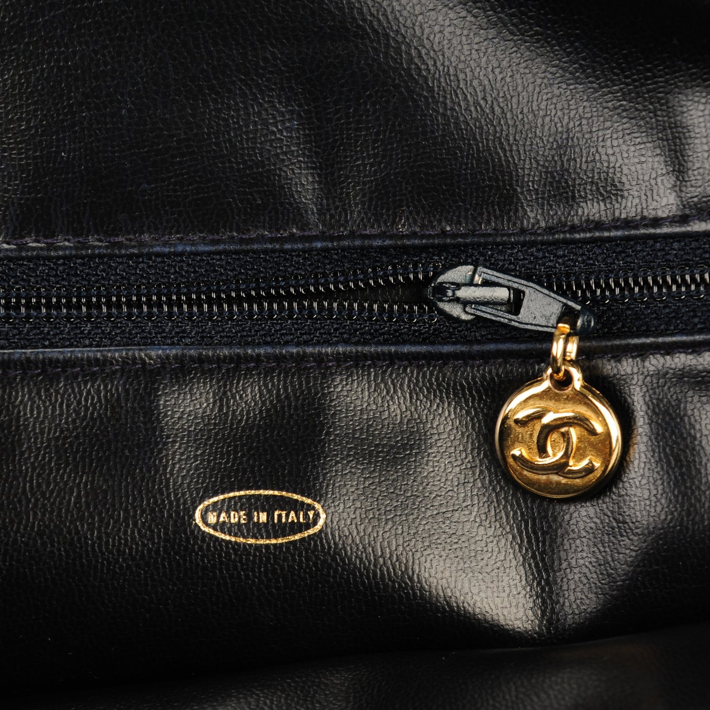 Lambskin Chevron Quilted Top Handle Bag Dark Navy