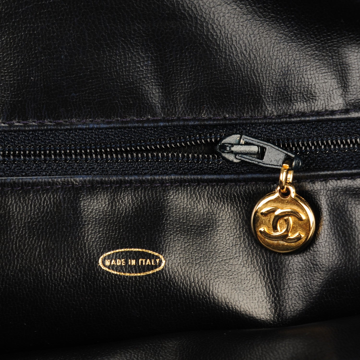 Chanel Lambskin Chevron Quilted Top Handle Bag Dark Navy 7 of 8