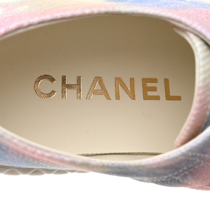 Chanel Printed Fabric Quilted Sneakers 36.5 Green Pink Blue 7 of 9